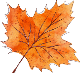 Splotchy Watercolor Fall Brown Maple Leaf